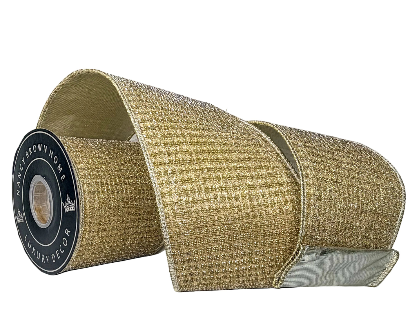 Pre-Order 2026- Gold Dazzle Double Faced 4" x 10Y Wired Ribbon