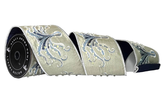 Pre-Order 2026-Opulent Octopus Sand & Navy Double Faced Wired 4"x5Y