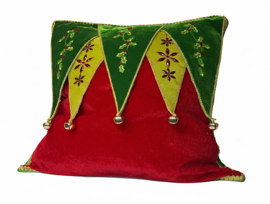 Pre-Order 2026- The Jingle & Jest Collection Velvet Embroidered & Embellished Pillow Cover