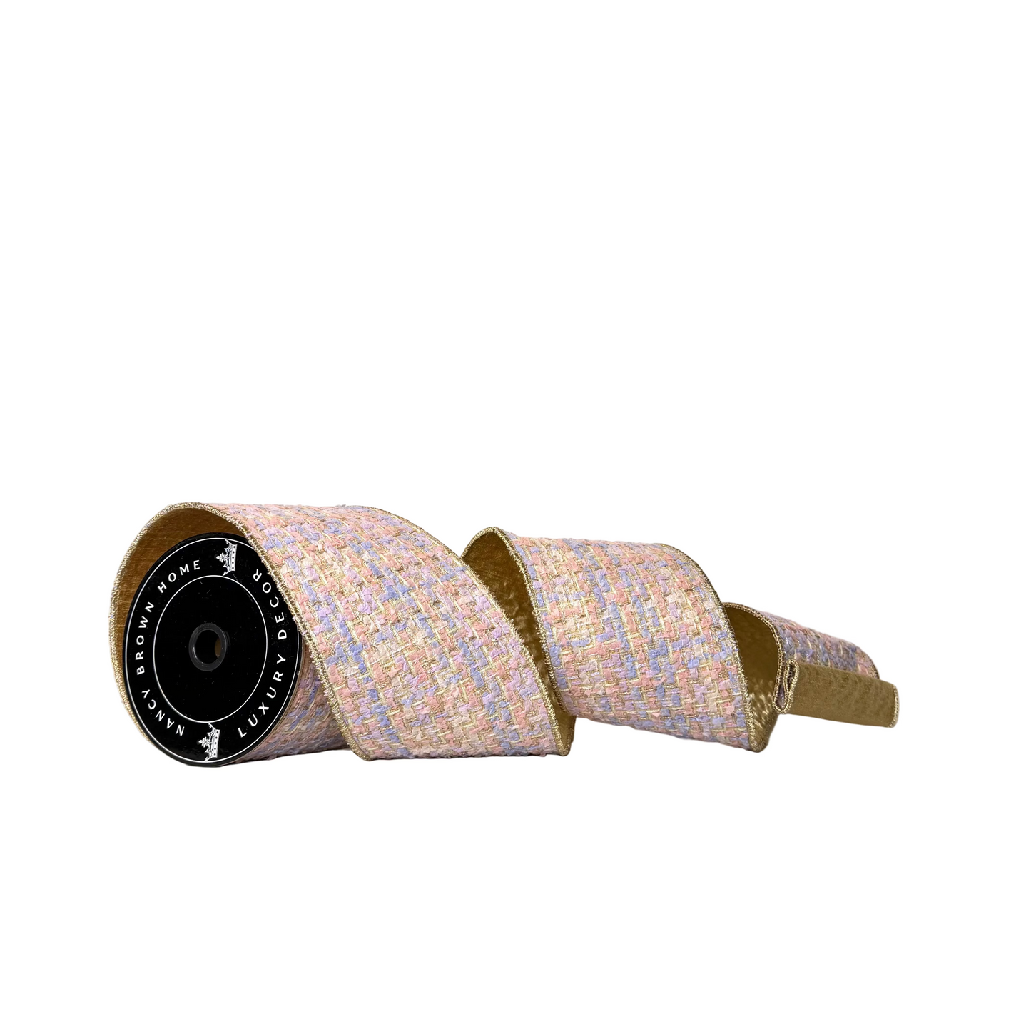 Pre-Order 2026- Lavender and Pink Pastel Tweed with Champagne Double Sided Wired Ribbon