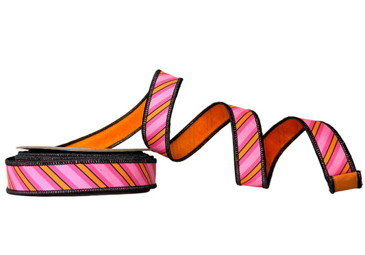 Pre-Order 2026- The Ba Bam Collection- PINK/ORANGE STRIPE 1"X10Y RIBBON
