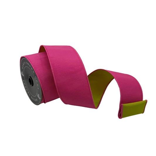 Pre-Order Spring 2027- Hot Pink & Chartreuse Reversible Wired Ribbon 2.5" x 10Y