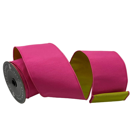 Pre-Order Spring 2027- Hot Pink & Chartreuse Reversible Wired Ribbon 4" x 10Y