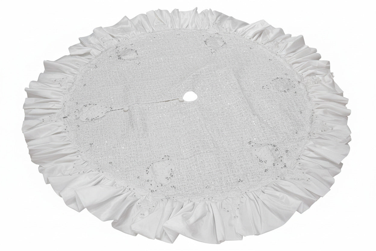 Pre-Order 2026- White Tie Winter Collection Tweed Classy Sequin, Rhinestone and Ruffles Tree Skirt