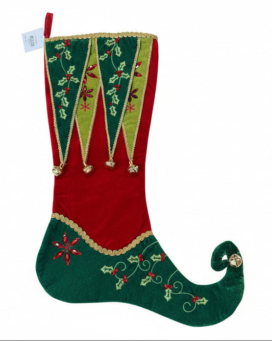 Pre-Order 2026- The Jingle & Jest Collection Velvet Embroidered & Embellished Stocking