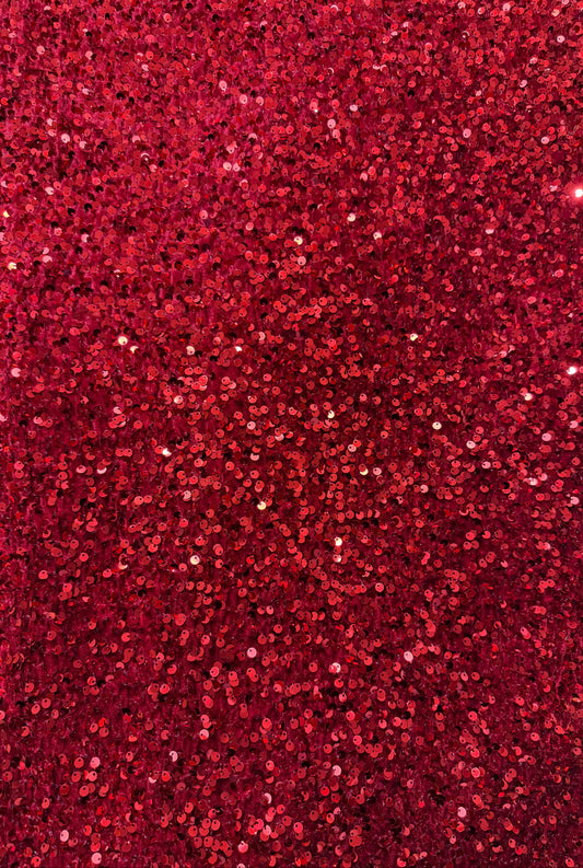 Pre-Order 2026- Red Sequin Round Tablecloth/ Underskirt 108”