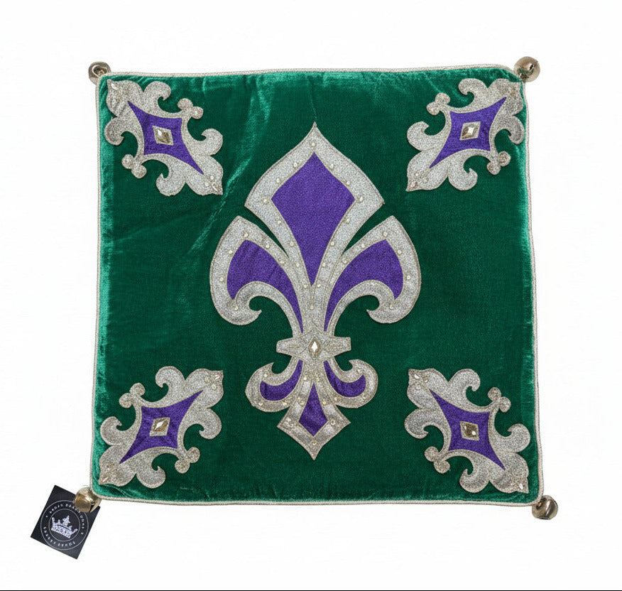 Pre-Order 2026-MARDI GRAS FLEUR DE LIS VELVET PILLOW SHAM