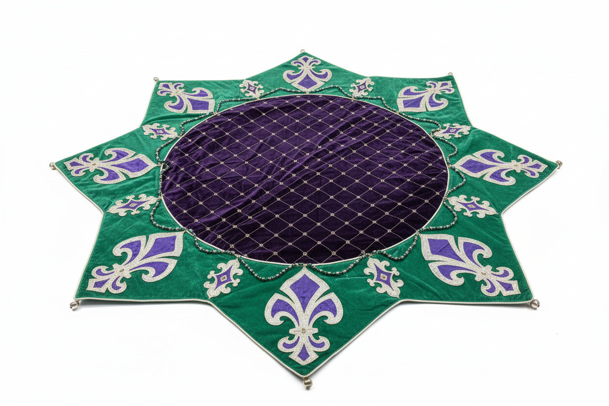 Pre-Order 2026- MARDI GRAS FLEUR DE LIS OVERLAY-64"