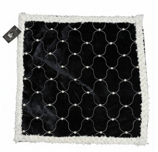 Pre-Order 2026- Black & White Velvet Pearl Collection Pillow Cover 16"x16"