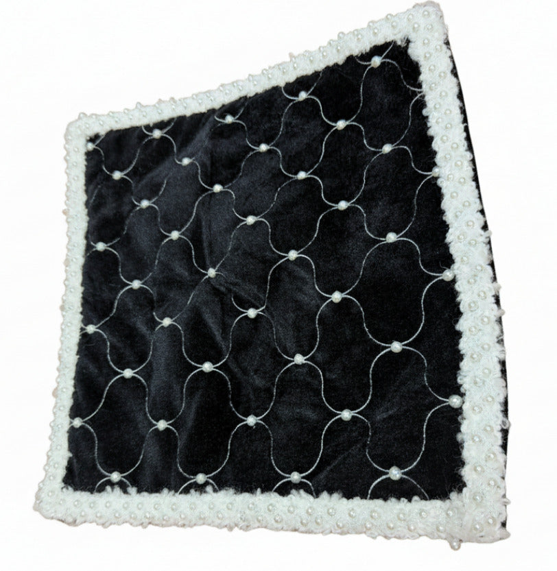 Pre-Order 2026- Black & White Velvet Pearl Collection Pillow Cover 16"x16"