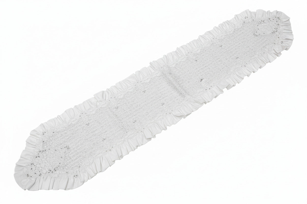 Pre-Order 2026- White Tie Winter Collection Tweed Classy Sequin, Rhinestone and Ruffles Runner