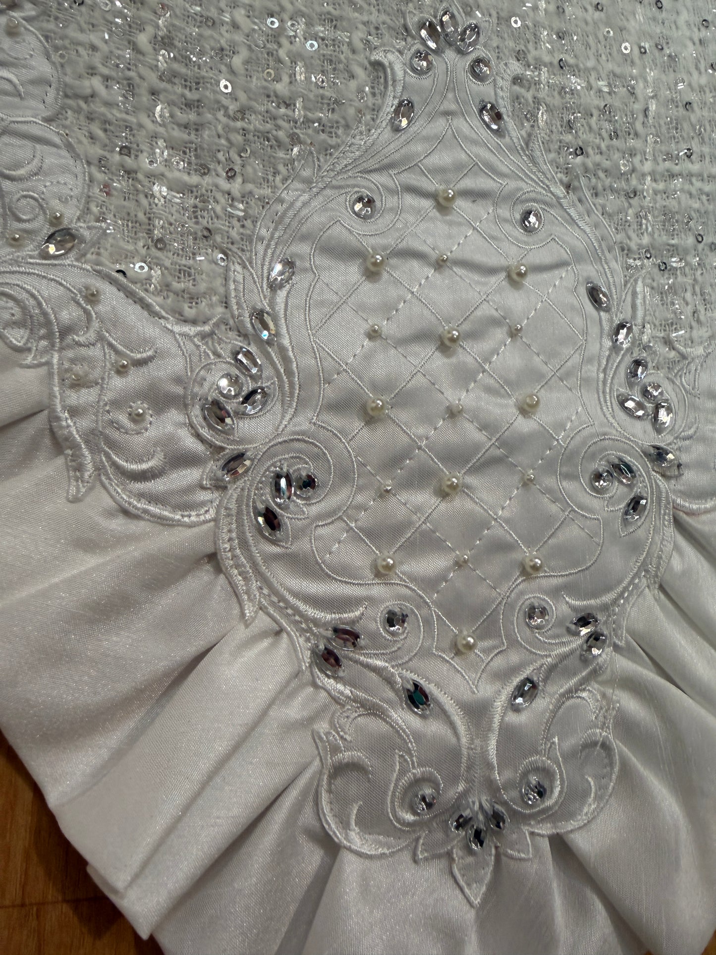 Pre-Order 2026- White Tie Winter Collection Tweed Classy Sequin, Rhinestone and Ruffles Runner