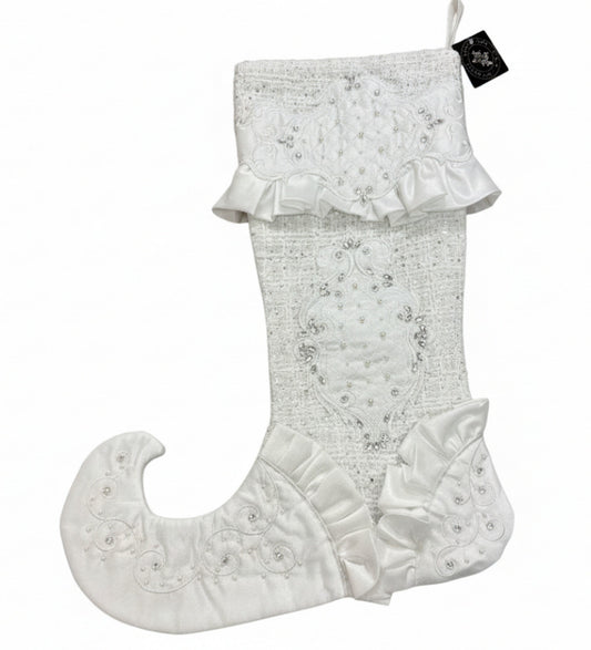 Pre-order 2026- White Tie Winter Collection Tweed Classy Sequin, Rhinestone and Ruffles Stocking