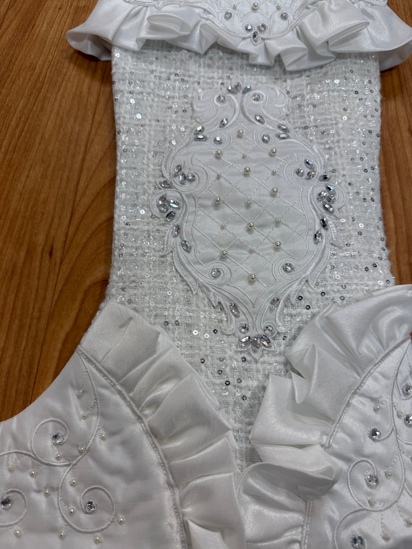 Pre-order 2026- White Tie Winter Collection Tweed Classy Sequin, Rhinestone and Ruffles Stocking