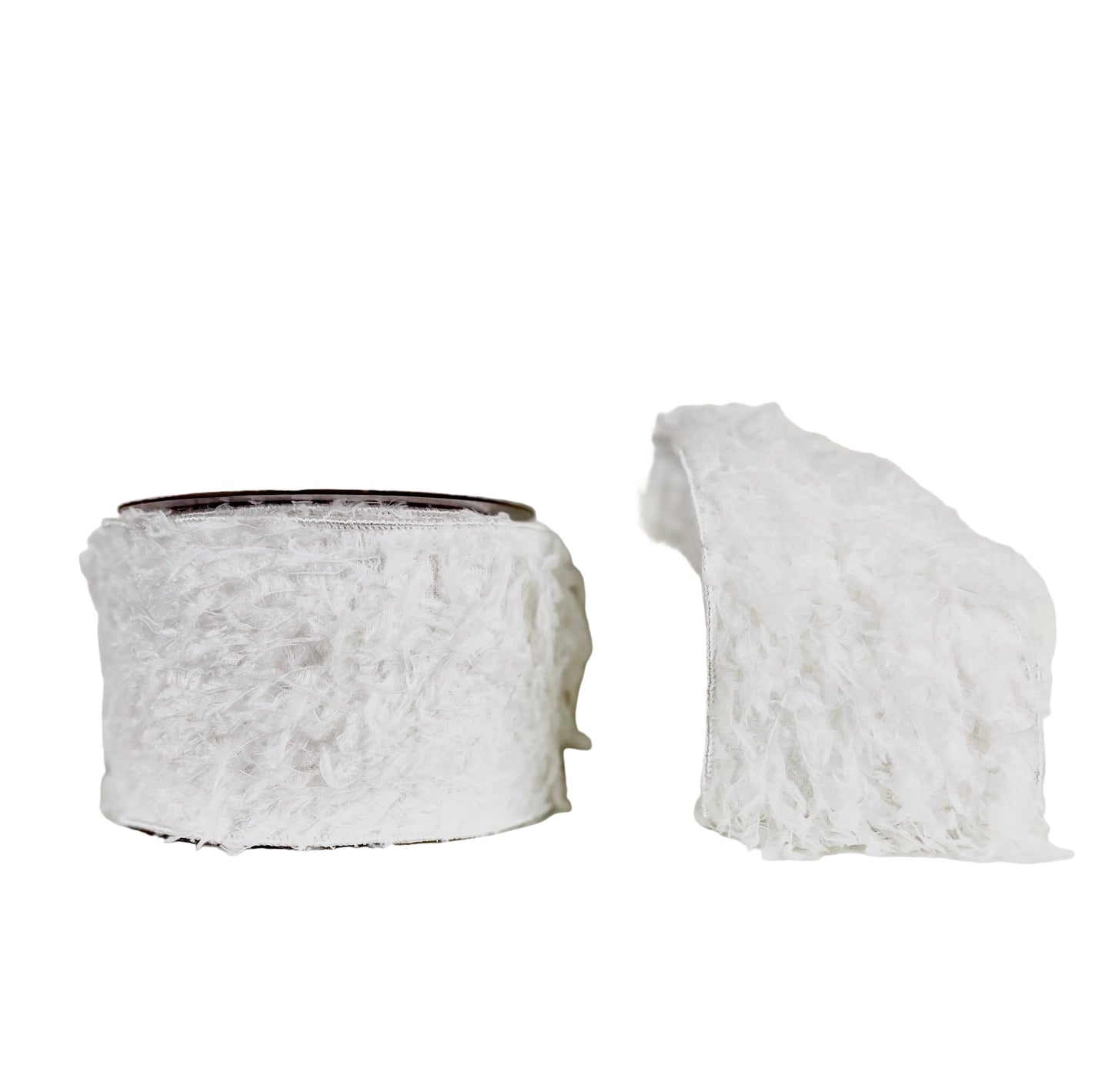 White Fuzzy Fur 4"x5Y Wired Ribbon