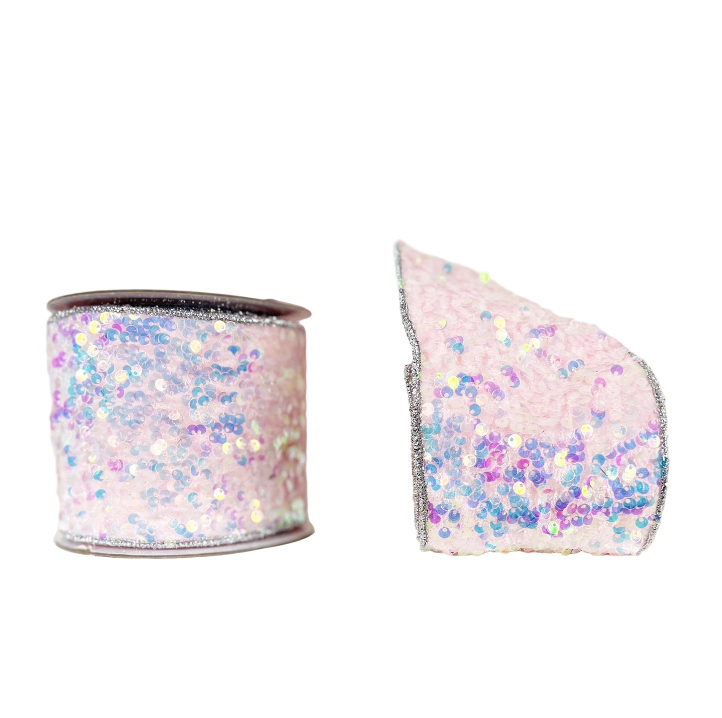 Pink Sequin 4"x5Y Wired Ribbon