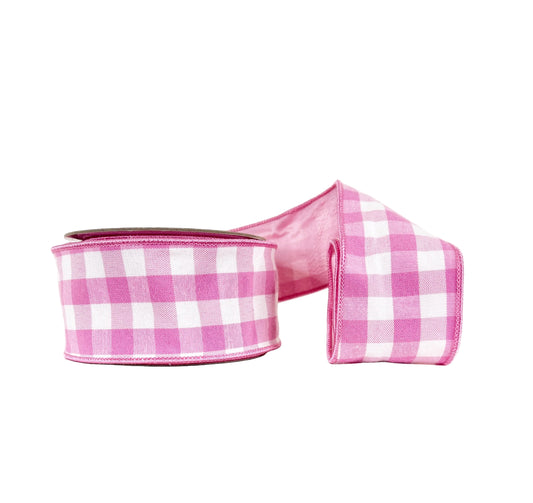 Pink Gingham 2.5"x10Y Wired Ribbon