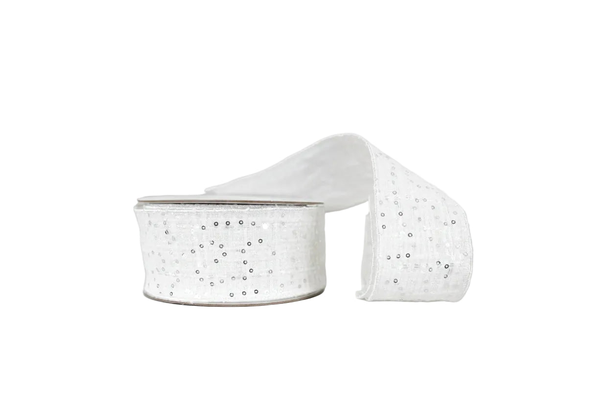 Pre-Order 2026- The White Tie Collection Tweed with Sequin 2.5"x10Y Wired Ribbon