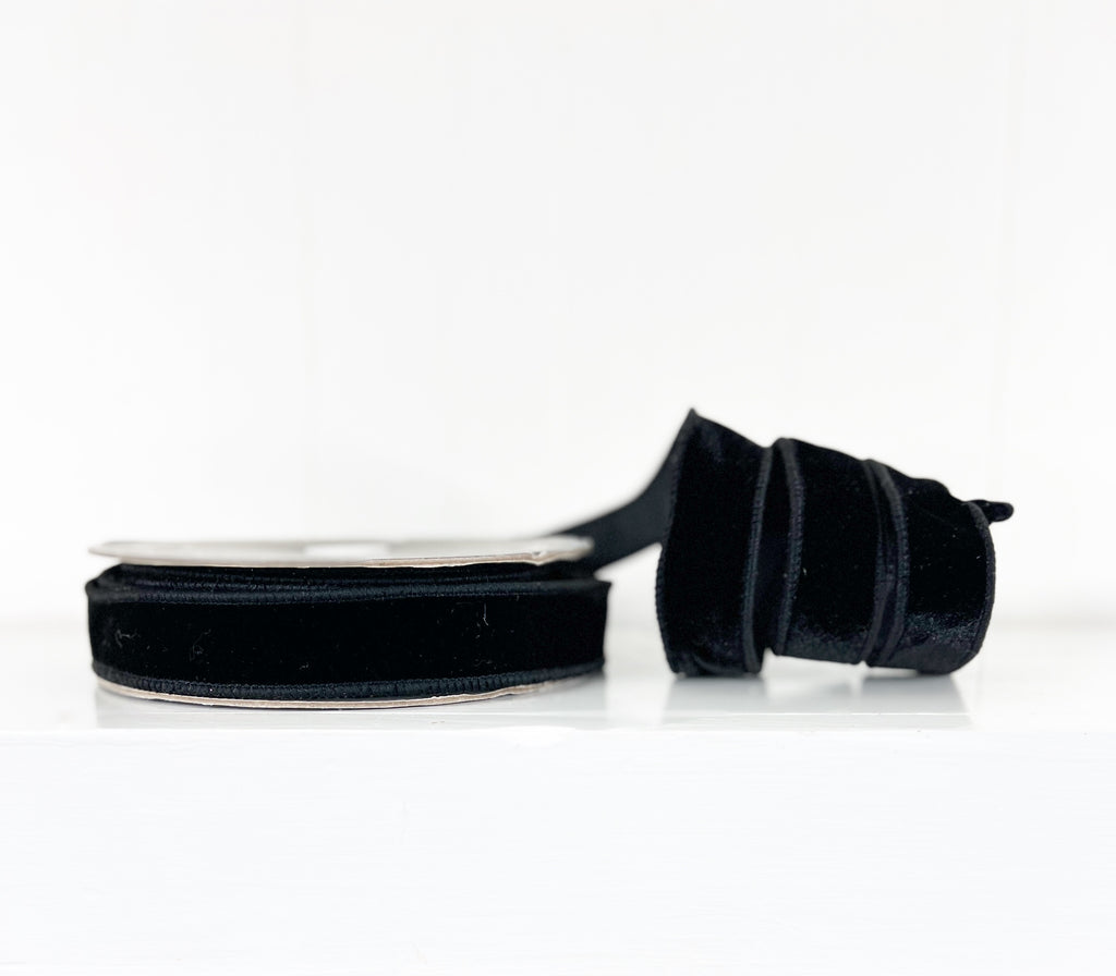 Black Velvet 1"x10Y Wired Ribbon-EXCLUSIVE