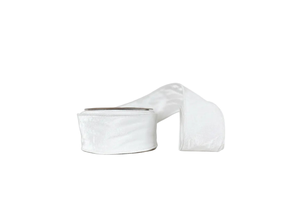 White  Velvet 2.5"x10Y Wired Ribbon
