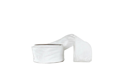White  Velvet 2.5"x10Y Wired Ribbon