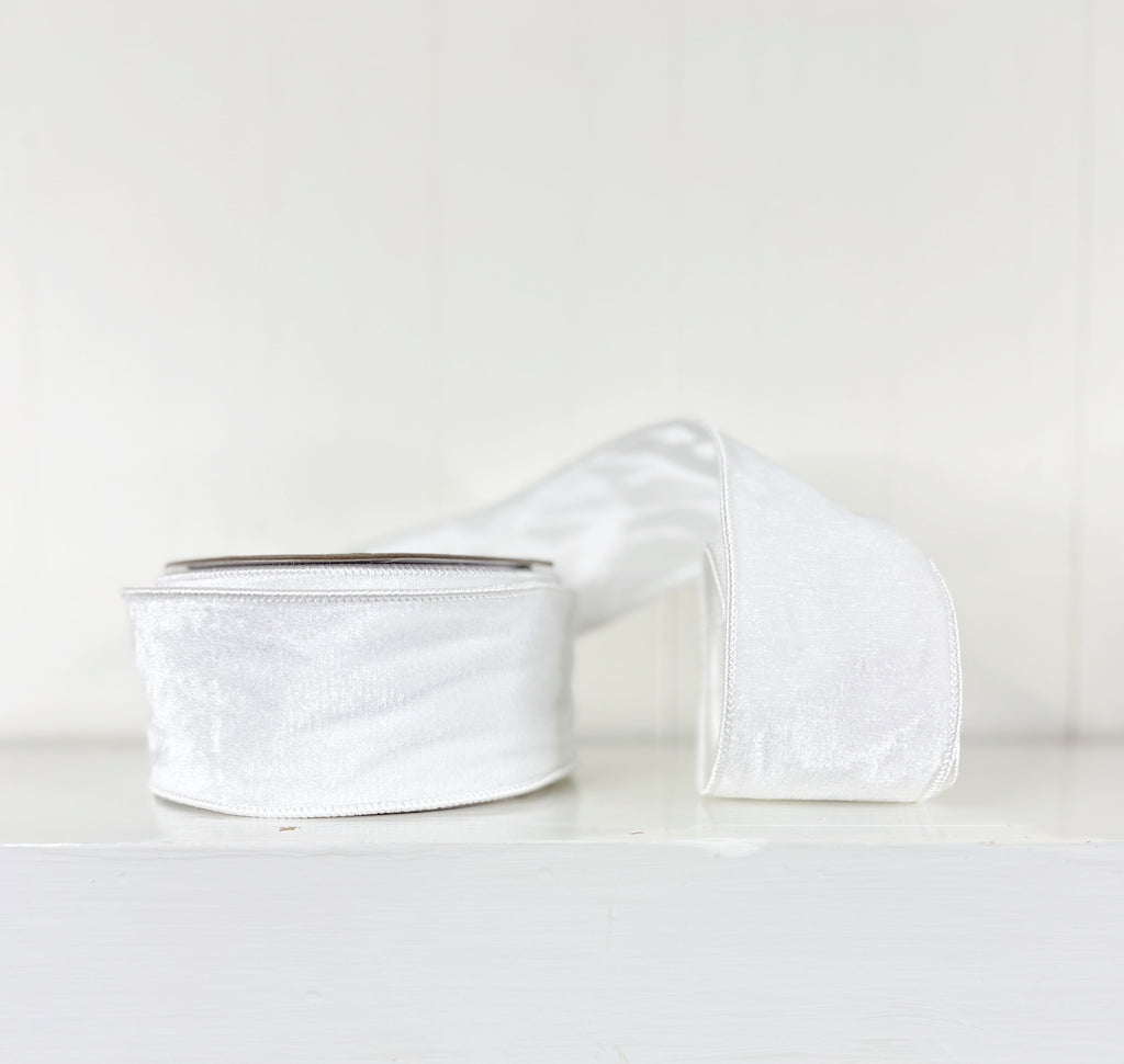 White Velvet 2.5"x10Y Wired Ribbon