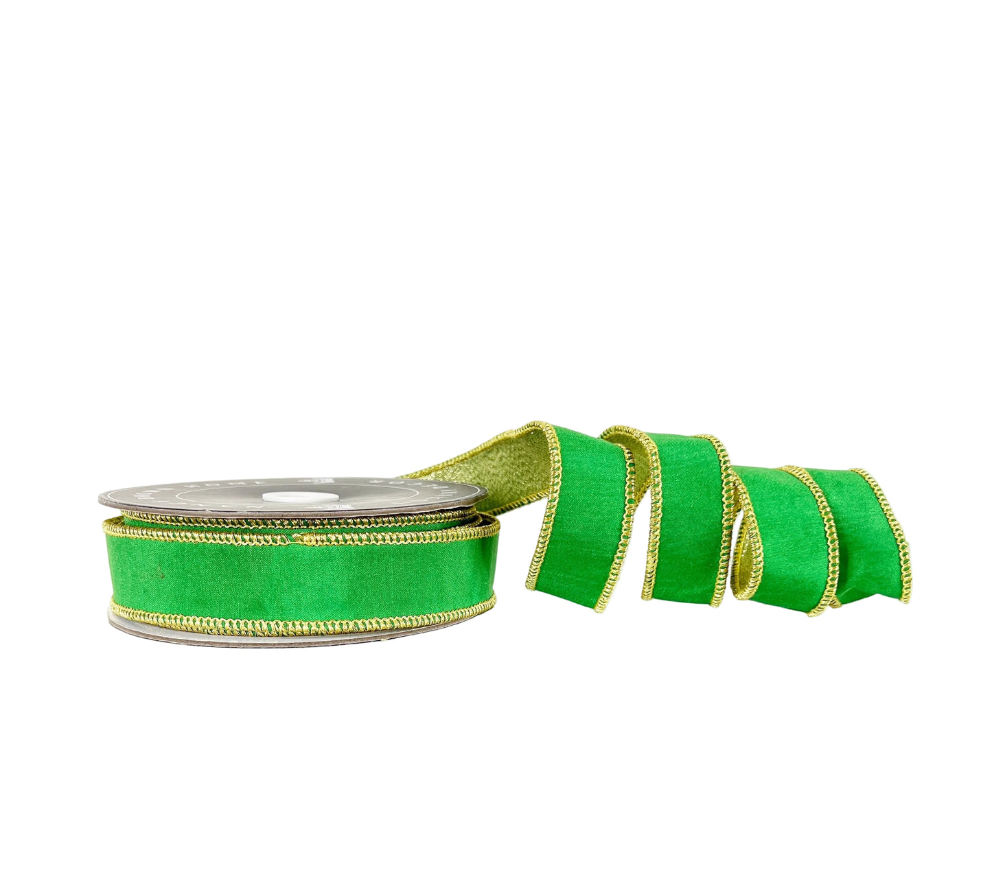Green and Gold 1"x10Y Wired Ribbon