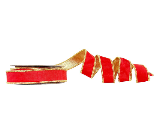 Red and Gold 1"x10Y Wired Ribbon