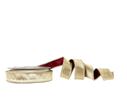 Gold and Regal Red 1"x10Y Wired Ribbon