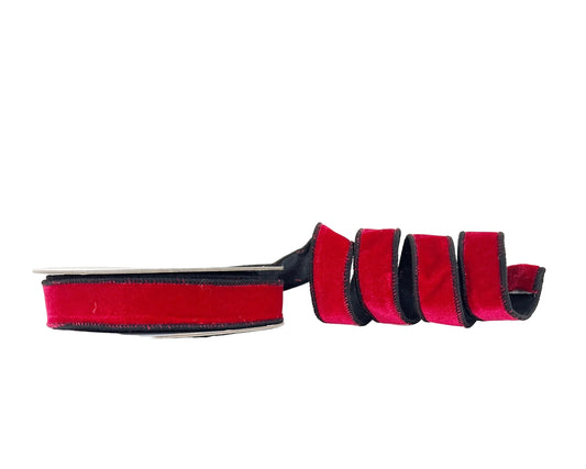 Red Velvet and Black 1"x10Y Wired Ribbon