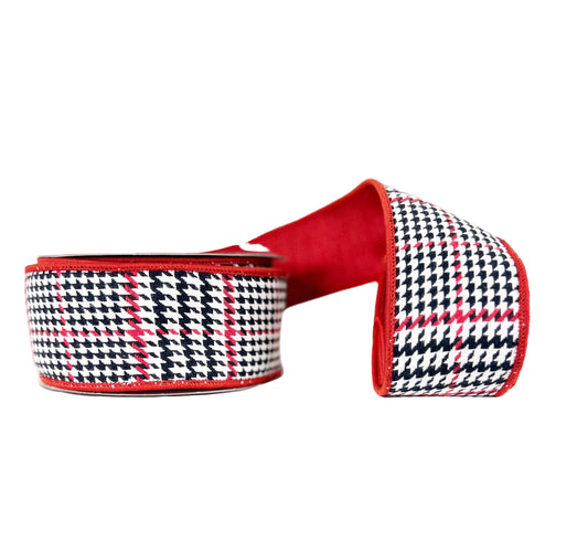 Houndstooth Doublesided Red 2.5"x5Y