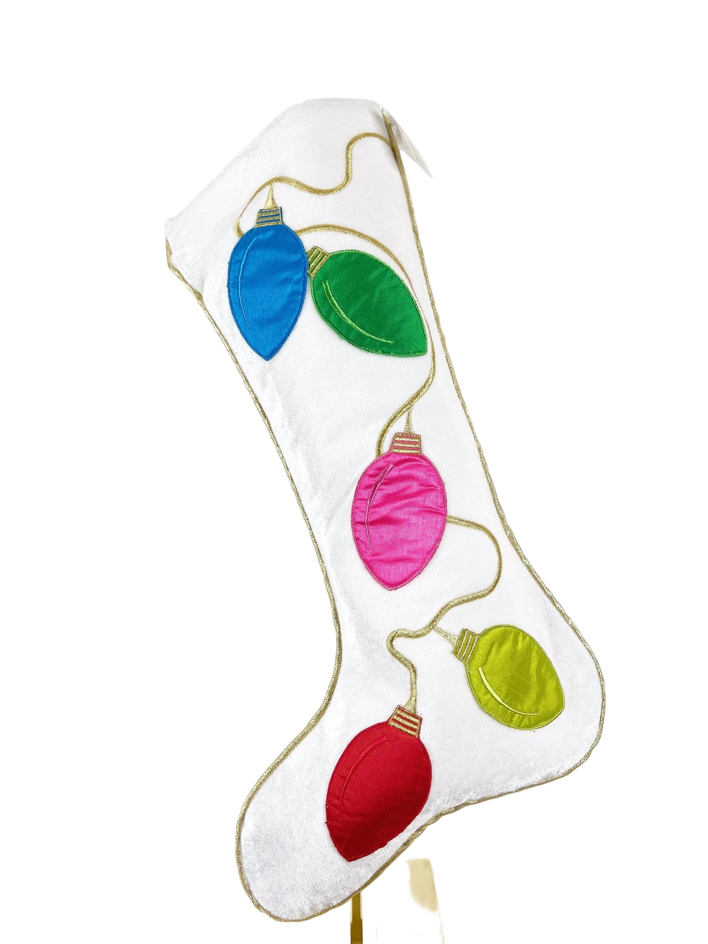 White Velvet Bright Lights Stocking