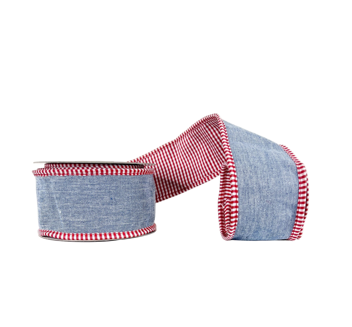 Blue Chambray Tafetta Checks Fused Piping 2.5"x5Y