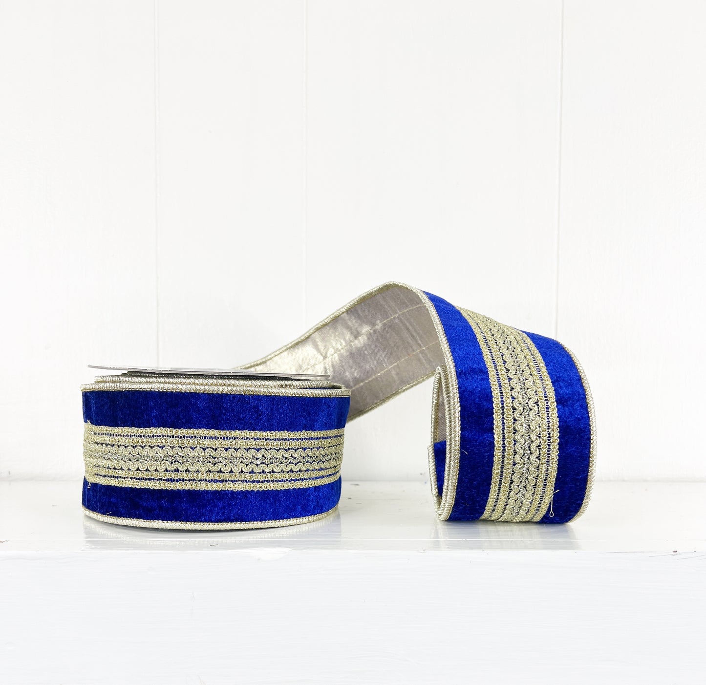 Gold Braid Trim Sheldon Velvet Double Fused Wired Riboon 2.5"x5Y