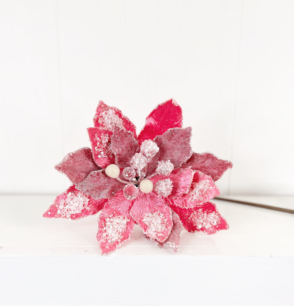 Floral Icy Pink Poinsettia Stem