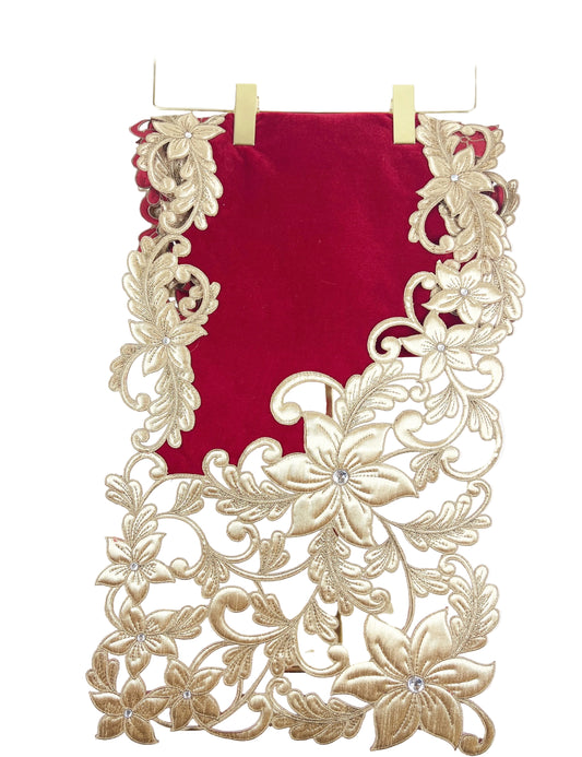 Pre-Order 2026- Regal Red and Gold with Diamond Accent Table Runner