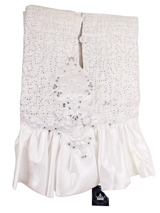 Pre-Order 2026- White Tie Winter Collection Tweed Classy Sequin, Rhinestone and Ruffles Tree Skirt