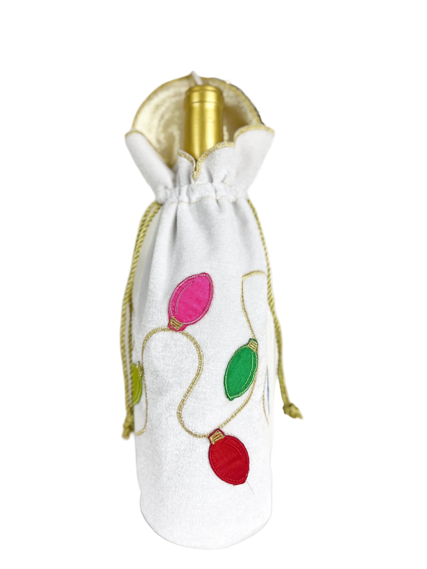 White Velvet Bright Ligts Wine Bag