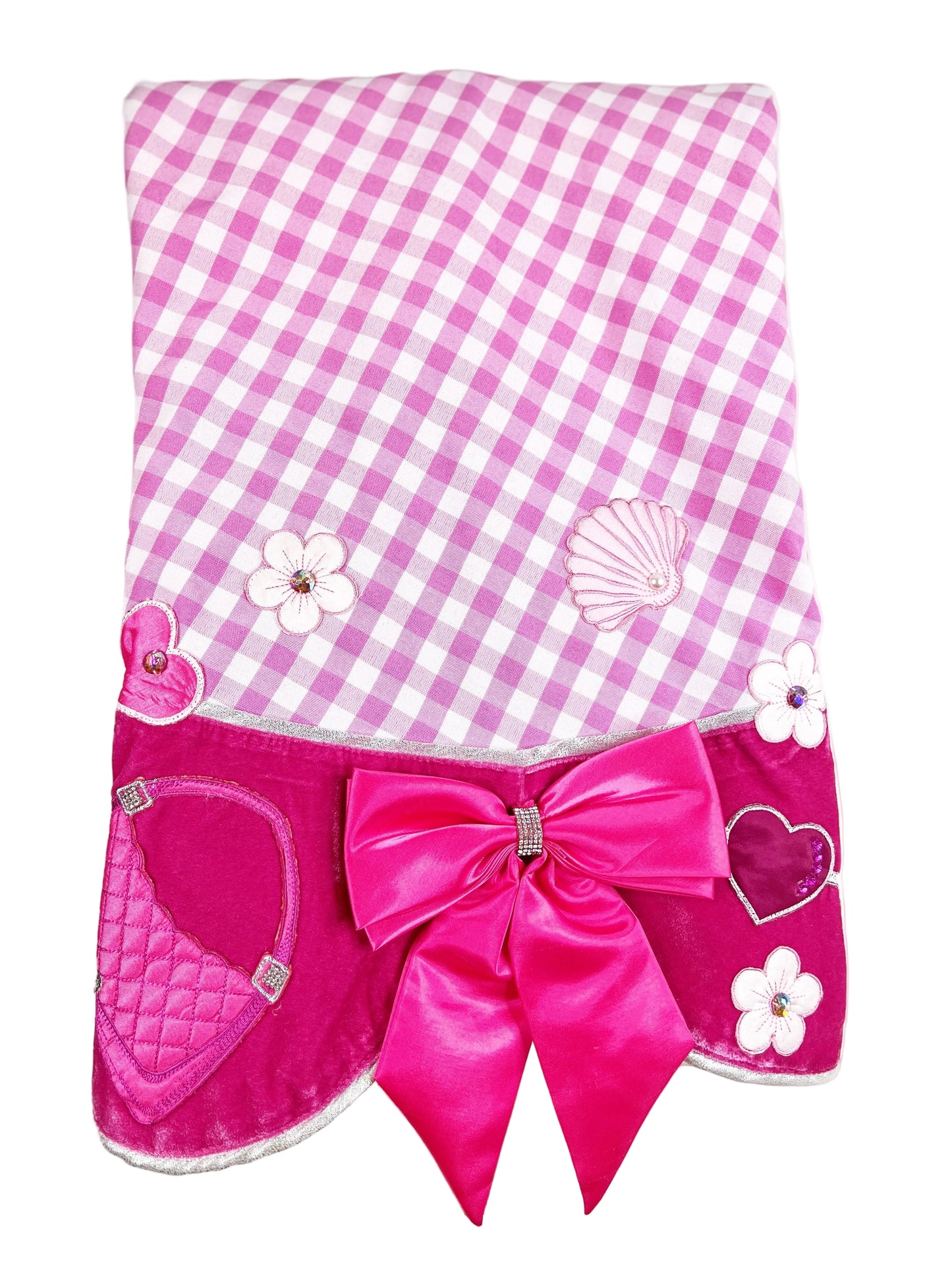 Hot Pink Table Overlay- Satin Bows, Purses & Heels