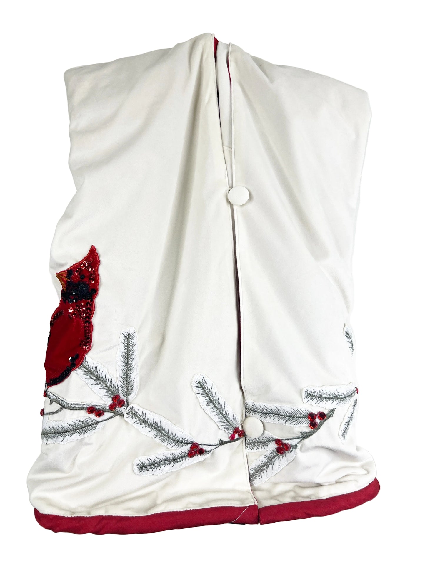 Creme Velvet Cardinal Table Tree Skirt