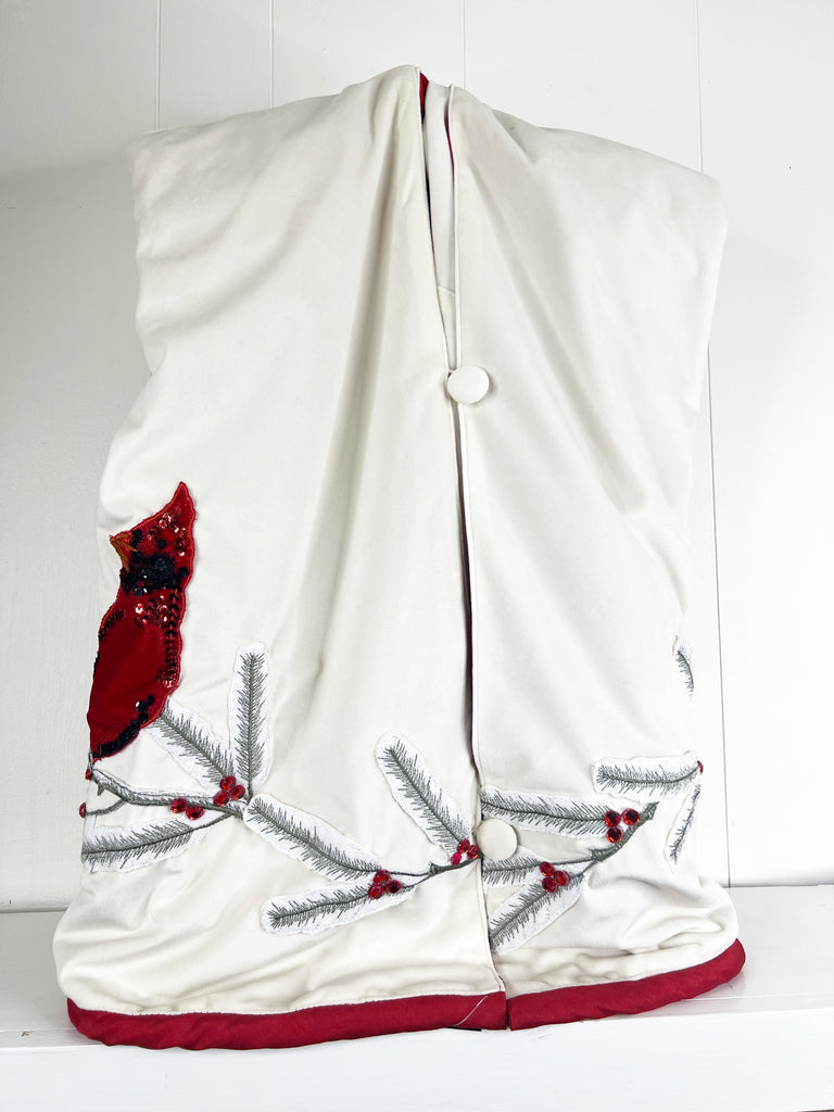 Creme Velvet Cardinal Table Tree Skirt- EXCLUSIVE