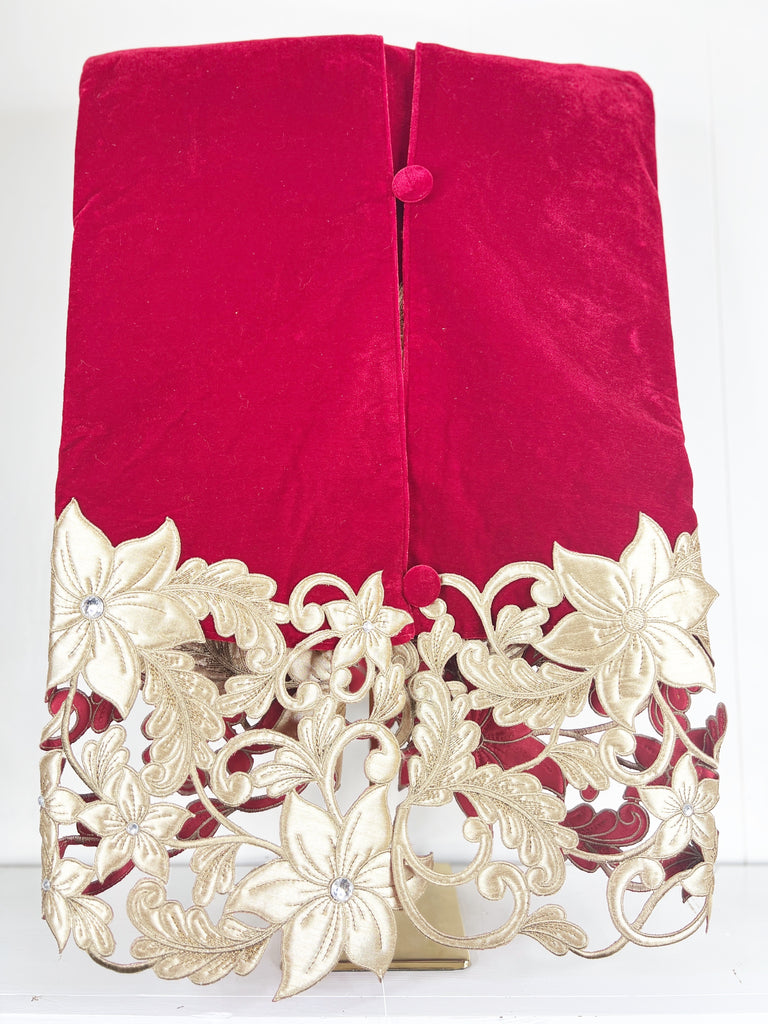 Regal Red and Gold with Diamond Accent Tree Skirt- EXCLUSIVE