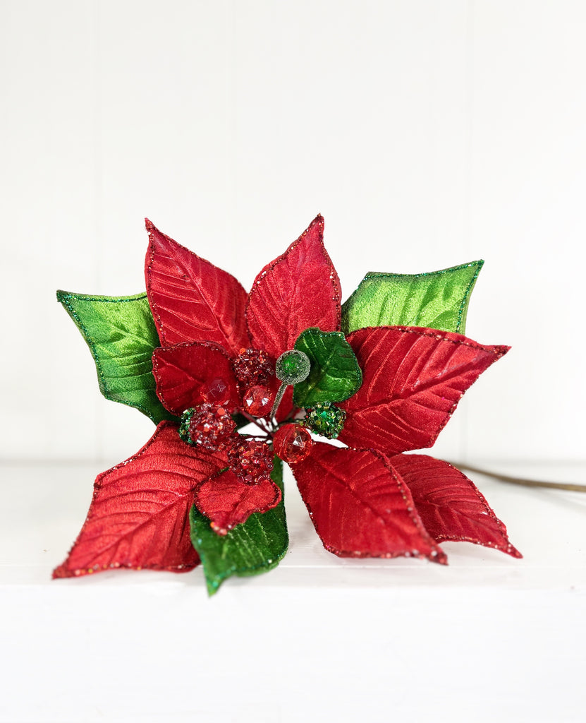 Floral Red and Green Poinsettia Stem