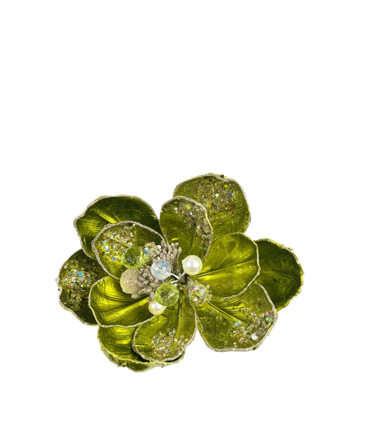 Floral Shiny Magnolia Stem Mint Green