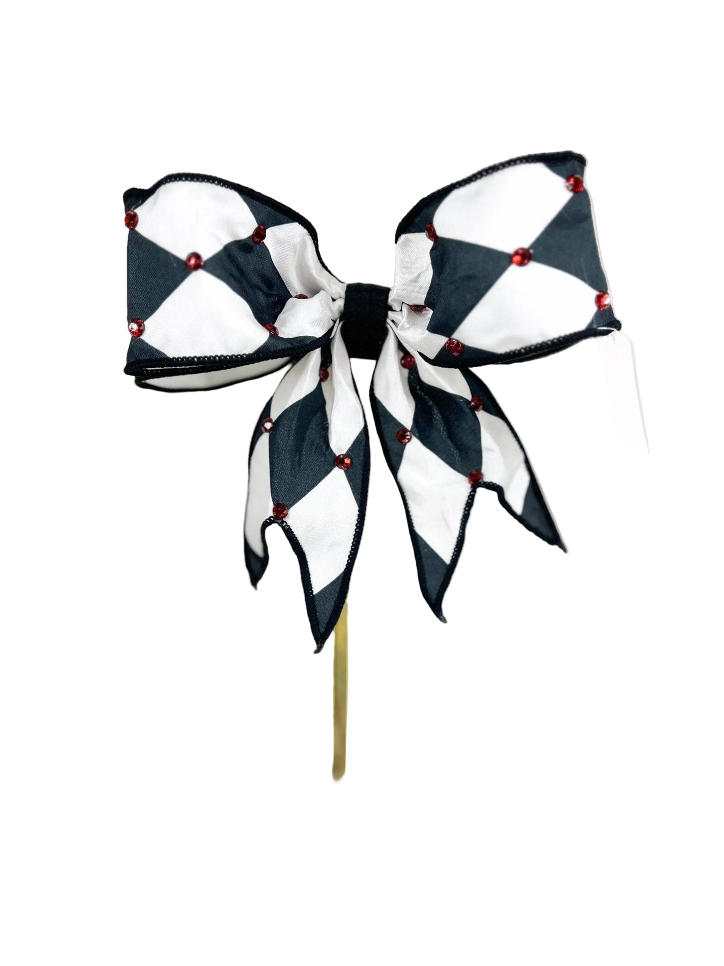 Harlequin Pre-Made Bow Clip with Red Gems