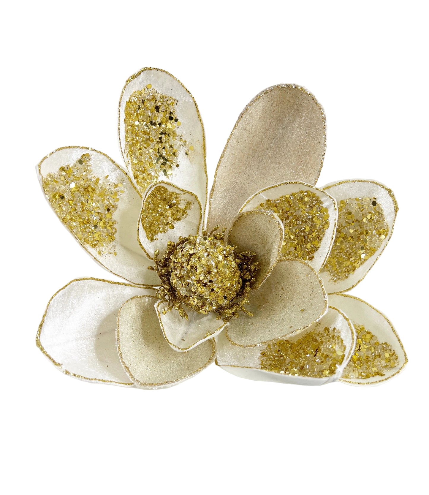 Floral Large Magnolia Ivory and Gold Stem