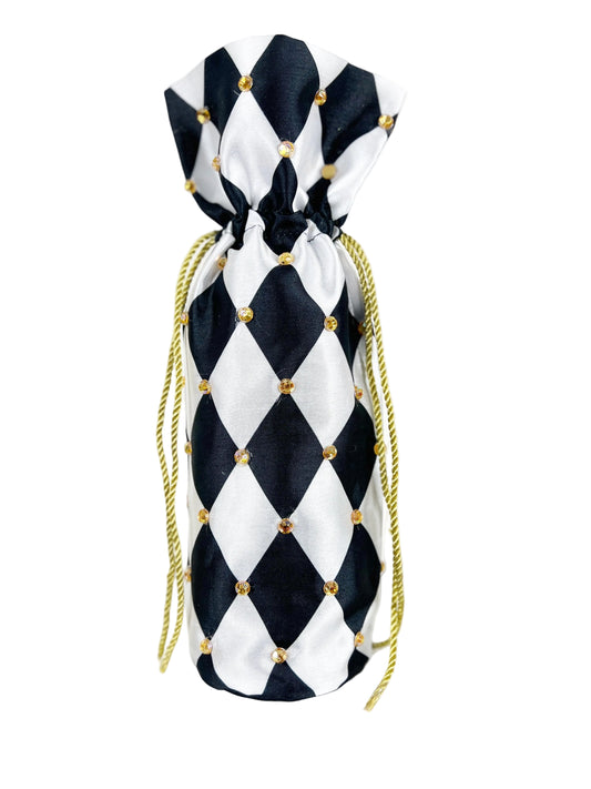 Black and White Harlequin Wine Bag-EXCLUSIVE