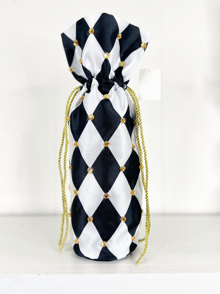 Black and White Harlequin Wine Bag-EXCLUSIVE