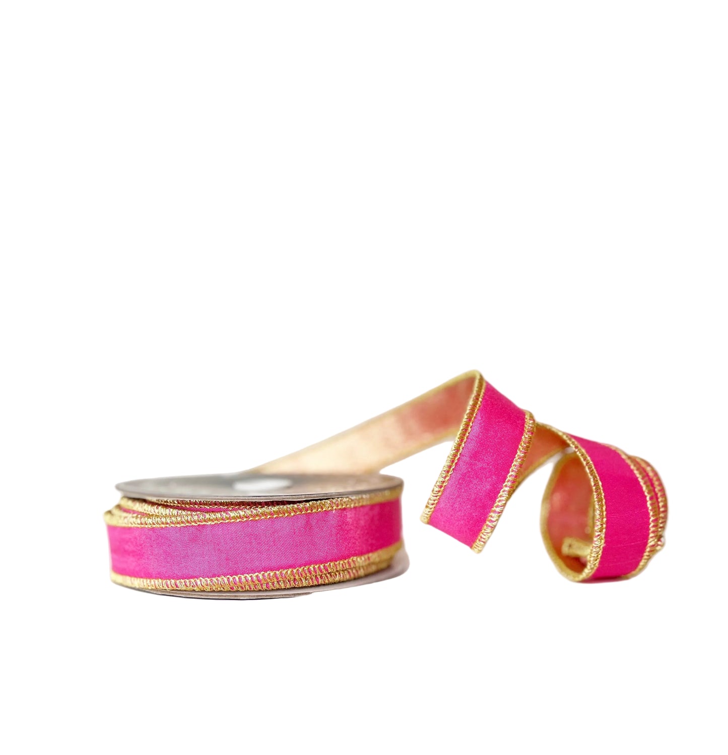 Pink and Gold 1"x10Y Wired Ribbon