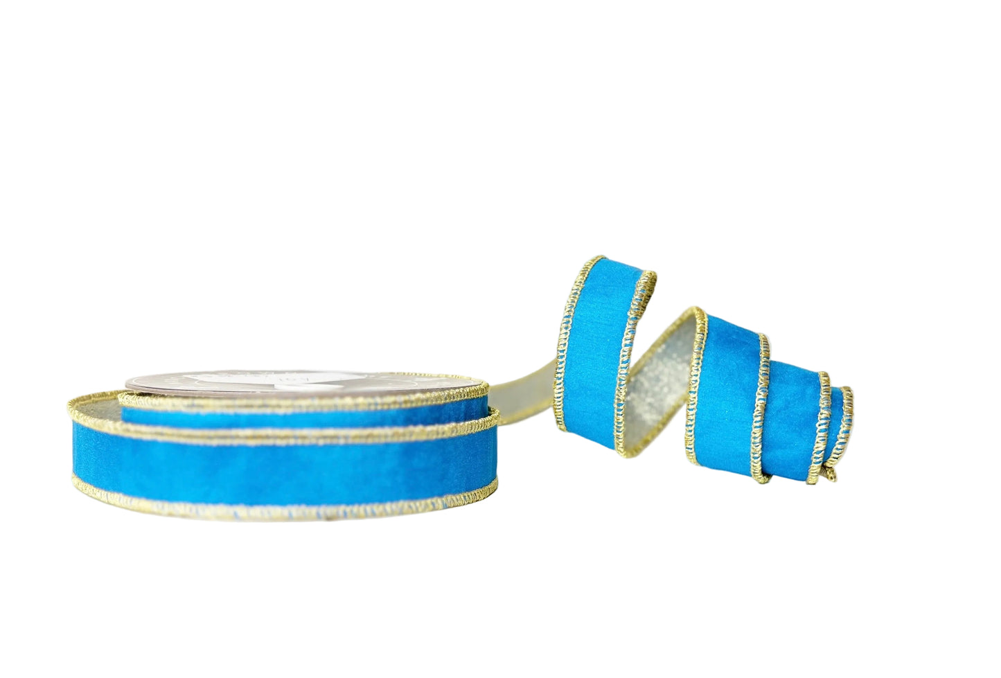 Blue and Gold 1"x10Y Wired Ribbon